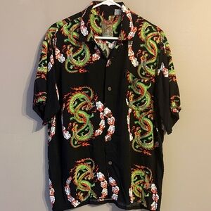 Pineapple Connection Dragon Hawaiian Fire Shirt.  Size medium